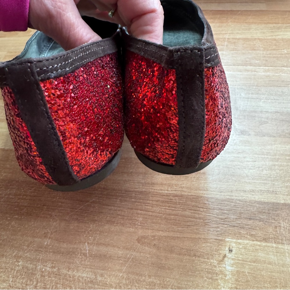 J.Crew ballet flats glitter flame red sparkle flat shoes wizard of oz size 8.5 - Picture 8 of 12